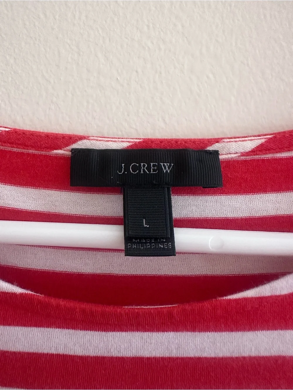 J. Crew Red & White Striped Lace-Trim Short Sleeve Tee